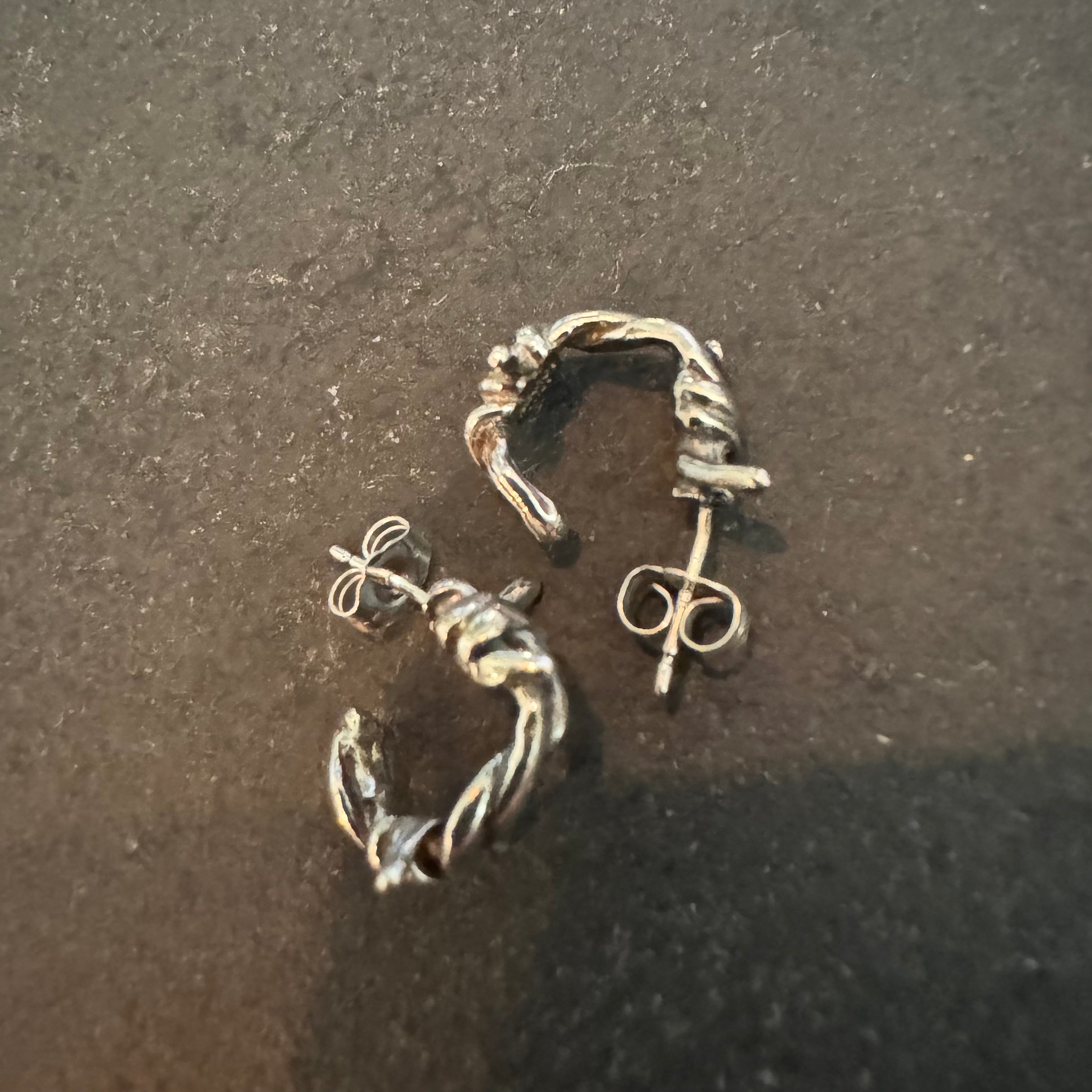 BRITT BOLTON / BARBED WIRE HOOP STUD SILVER EARRINGS