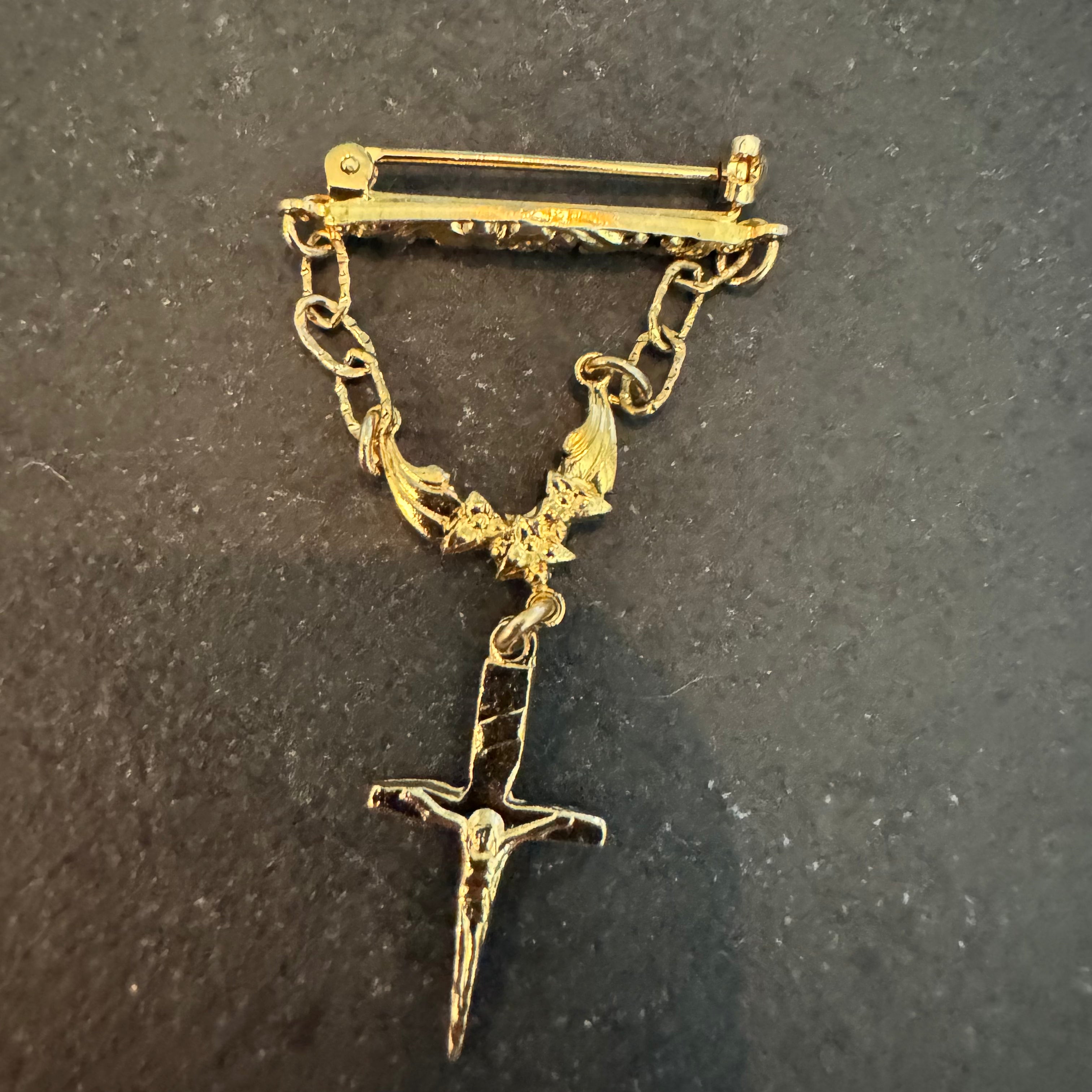 BRITT BOLTON / CRUCIFIX DAGGER VINTAGE PIN 18K VERMEIL