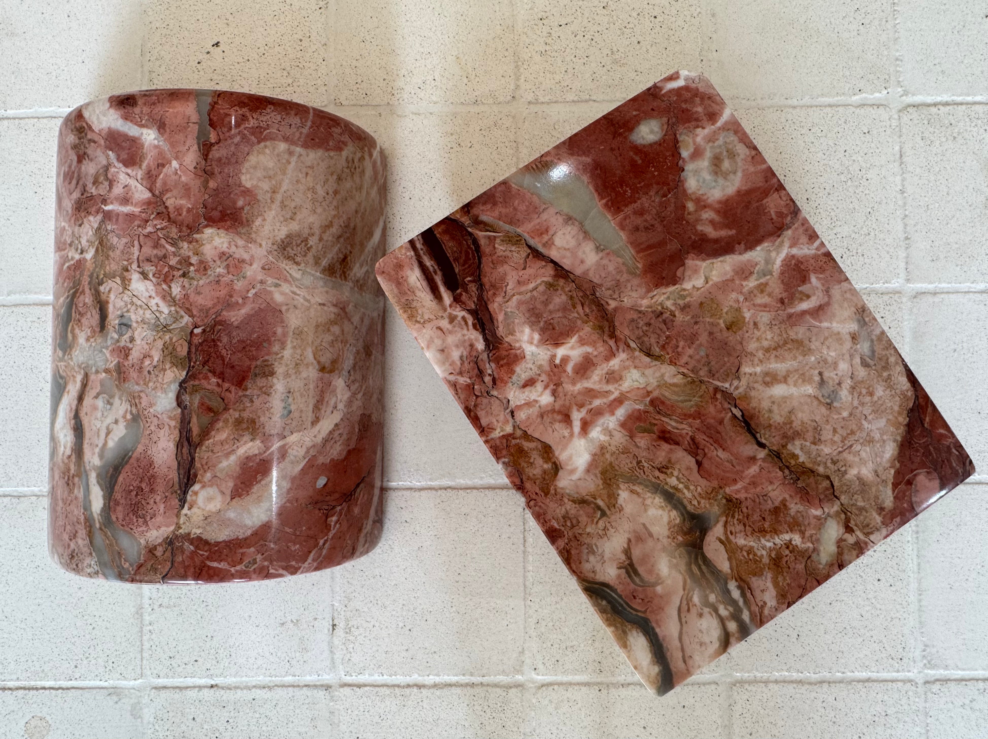 VINTAGE PINK MARBLE BOOKENDS