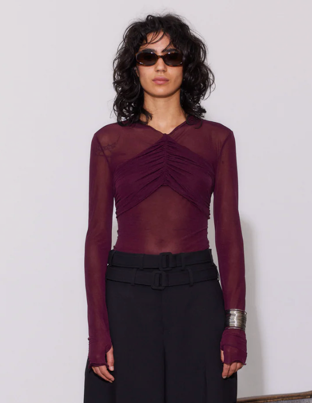 SAEMDI / DRAPED MESH TOP