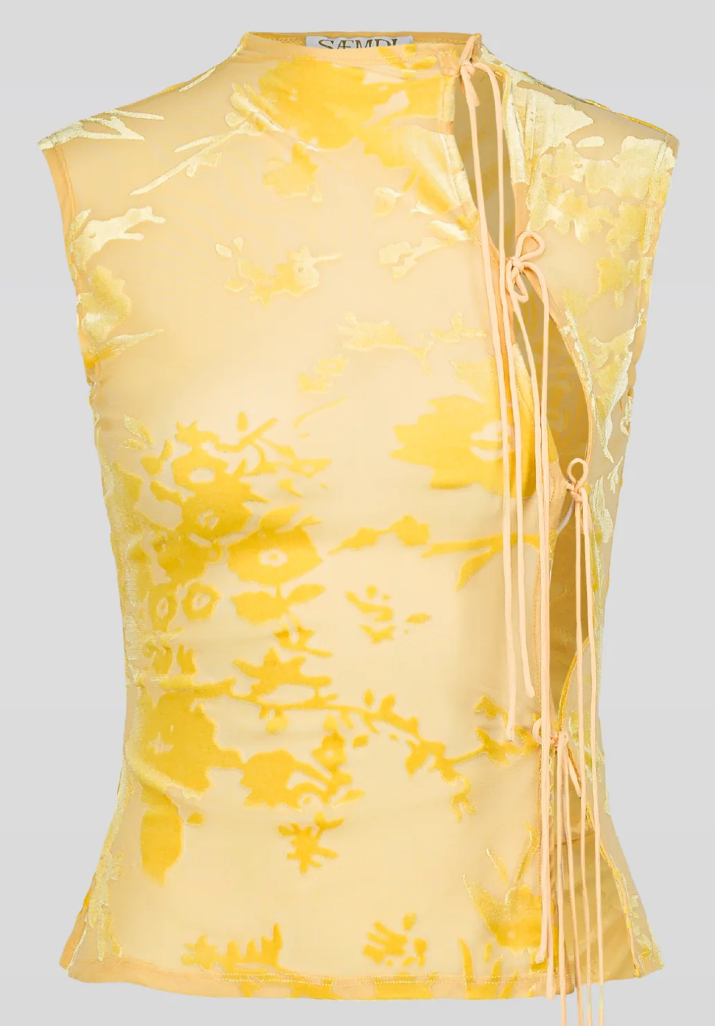 SAEMDI / FLOCKED FLORAL VELVET BURNOUT TANK