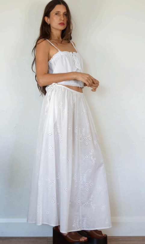 SHOP SHANI / MANTRA EYELET MAXI SKIRT